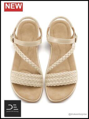 Comfortable Strappy Flat Sandals with Woven Design